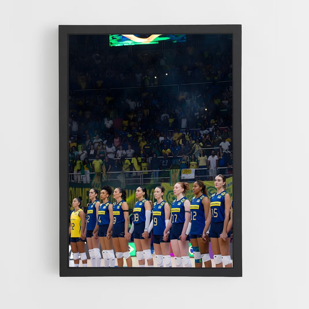 Poster Équipe Brésil en Ligne – affiche Volleyball (vue 2)